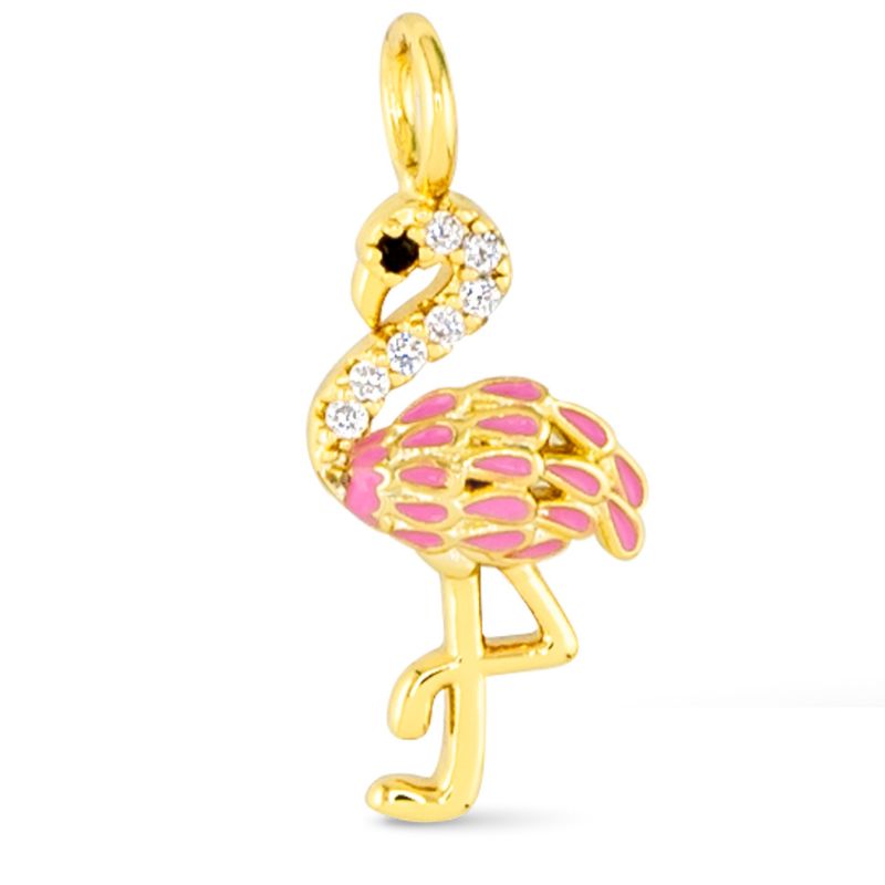 Flamingo CZ Charm Gold